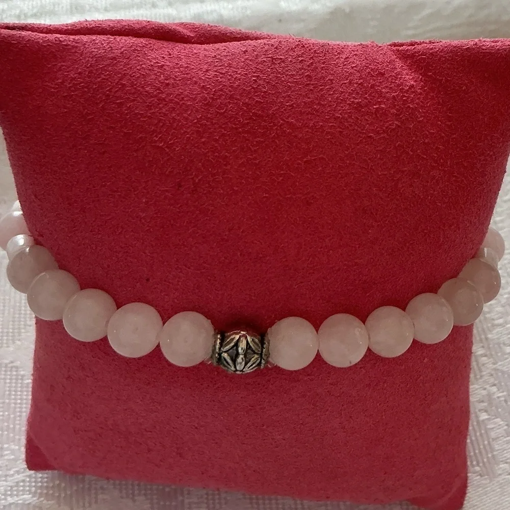 Rose Quartz Pearl Bracelet and Earring Set